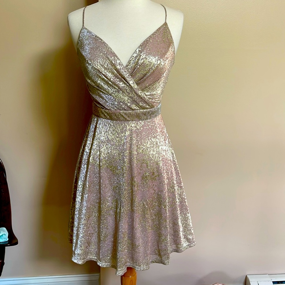 Charlotte Russe XS metallic gold showstopper cocktail dress